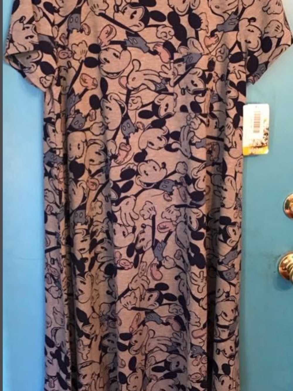 LuLaRoe High Low Dress in Beige and Black Character Print